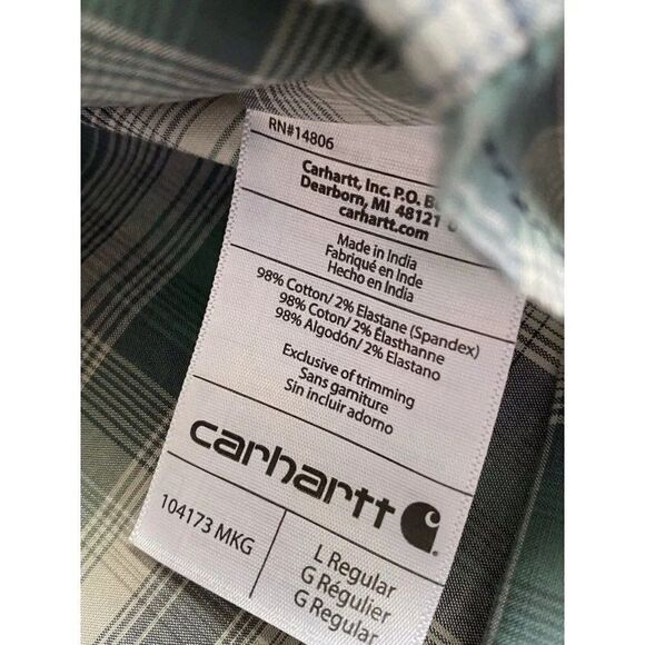 Carhartt Force Mens Sz L Rugged Flex Relaxed Fit Button Front Plaid Shirt NWT - Picture 5 of 9